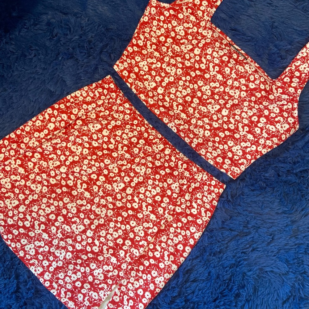 Mini skirt & tank crop top set!